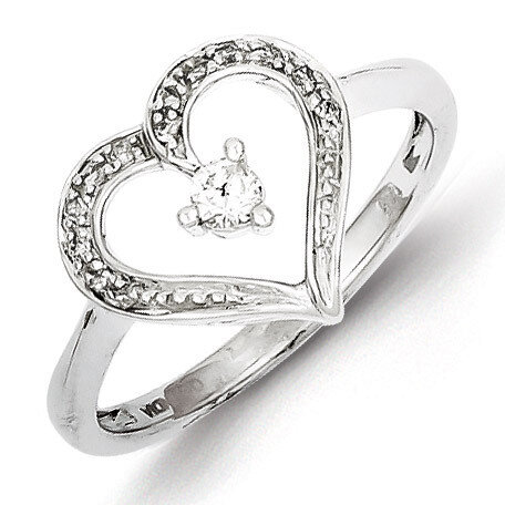 Open Heart Ring Sterling Silver Diamond QR5698, MPN: QR5698, 883957440576