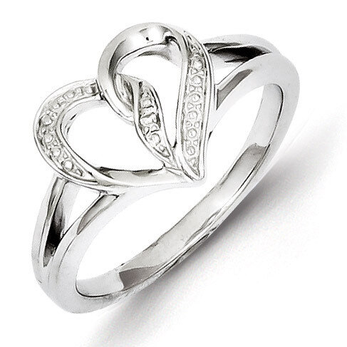 Heart Ring Sterling Silver Diamond QR5707, MPN: QR5707, 883957284262