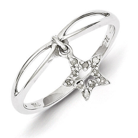 Star Dangle Ring Sterling Silver Rhodium-plated Diamond QR5727