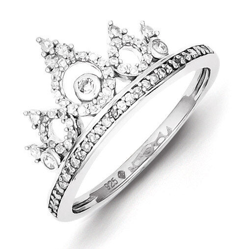 Crown Ring Sterling Silver Rhodium-plated Diamond QR5736, MPN: QR5736, 883957440682