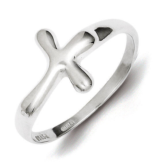 Horizontal Tiny Freeform Cross Ring Sterling Silver QR608