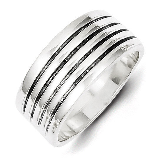 Ribbed Ring Antiqued Sterling Silver QR942
