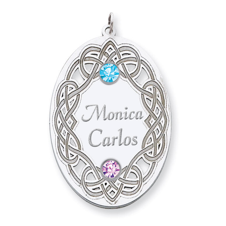 2 Birthstones Family Crystal Pendant Sterling Silver QMP13/2SS, MPN: QMP13/2SS, 883957602356