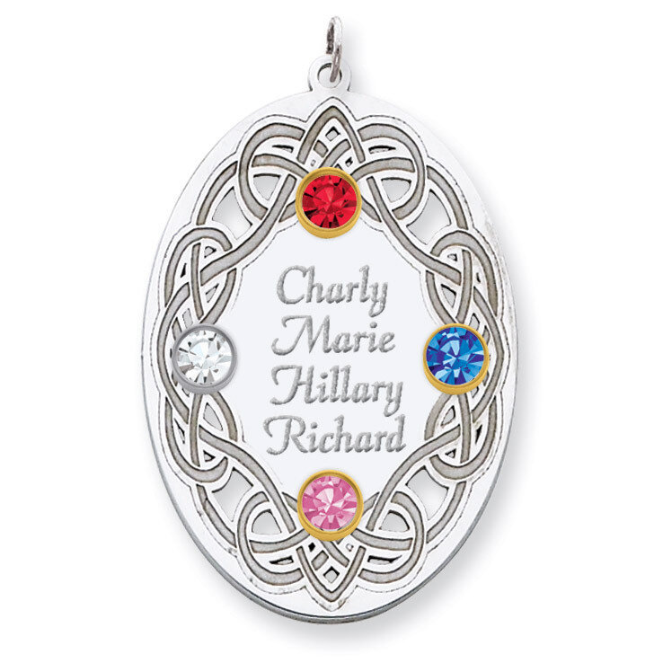 4 Birthstones Bezel Family Crystal Pendant Sterling Silver &amp; 14k Gold QMP13/4G, MPN: QMP13/4G, 8839…