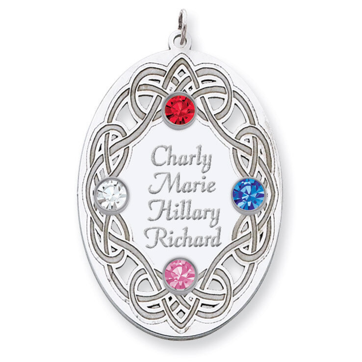 4 Birthstones Family Crystal Pendant Sterling Silver QMP13/4SS, MPN: QMP13/4SS, 883957602417
