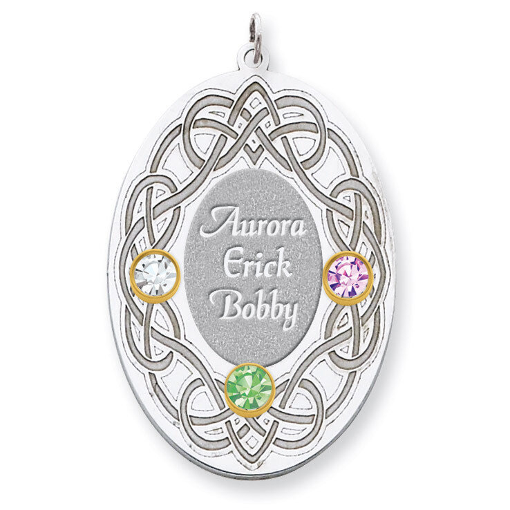 3 Birthstones Bezel Family Crystal Pendant Sterling Silver &amp; 14k Gold QMP14/3G, MPN: QMP14/3G, 8839…