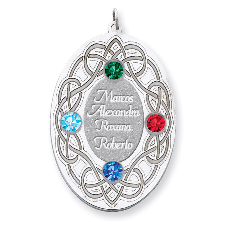 4 Birthstones Family Crystal Pendant Sterling Silver QMP14/4SS, MPN: QMP14/4SS, 883957602547