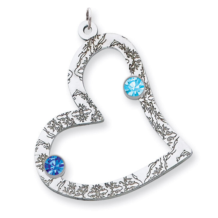 2 Birthstones Family Crystal Heart Pendant Sterling Silver QMP2/2SS, MPN: QMP2/2SS, 883957602615