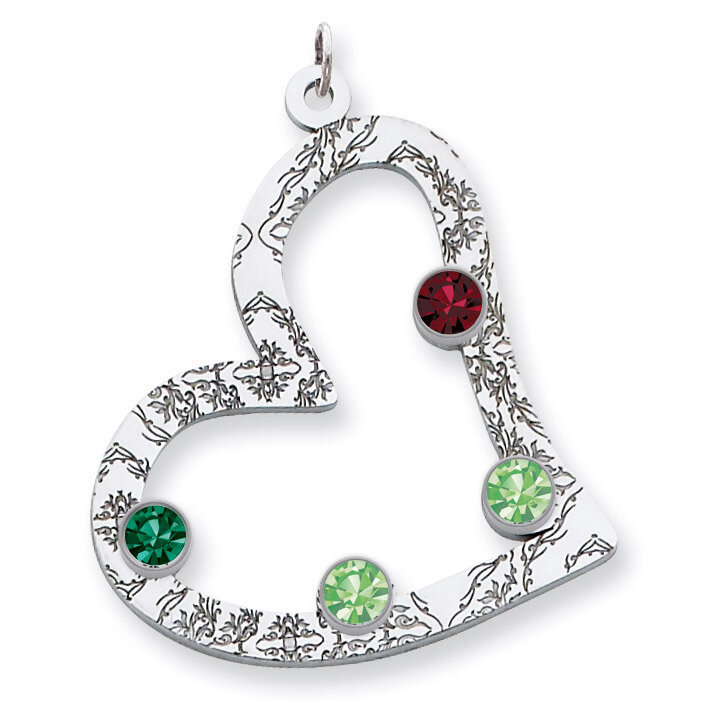 4 Birthstones Family Crystal Heart Pendant Sterling Silver QMP2/4SS, MPN: QMP2/4SS, 883957602684