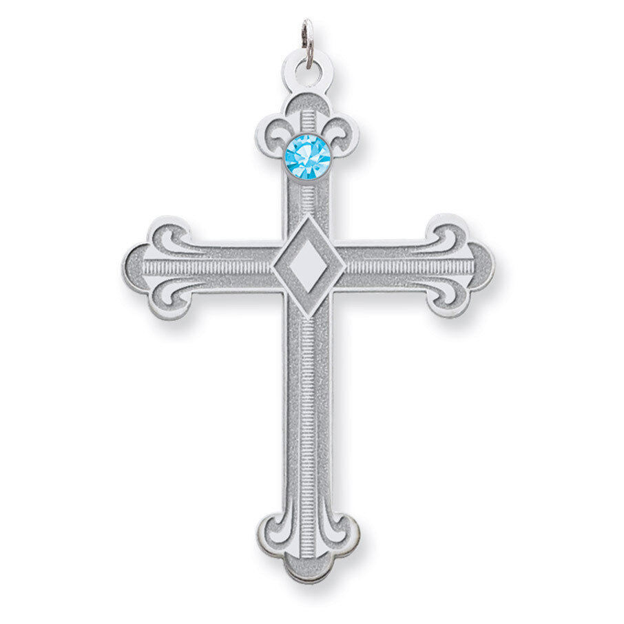 1 Birthstone Family Crystal Cross Pendant Sterling Silver QMP3/1SS