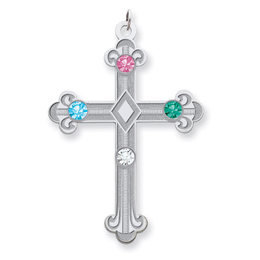 4 Birthstones Family Crystal Cross Pendant Sterling Silver QMP3/4SS, MPN: QMP3/4SS, 883957602806