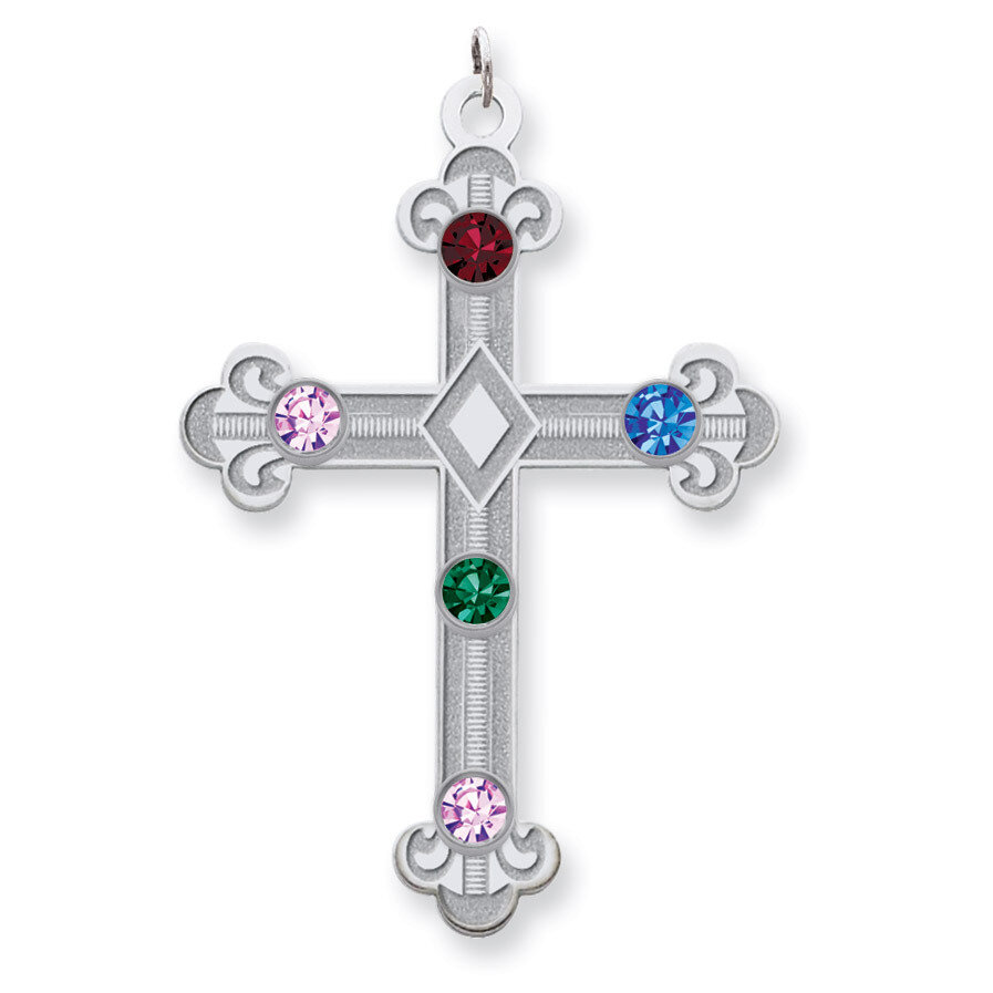 5 Birthstones Family Crystal Cross Pendant Sterling Silver QMP3/5SS, MPN: QMP3/5SS, 883957602844