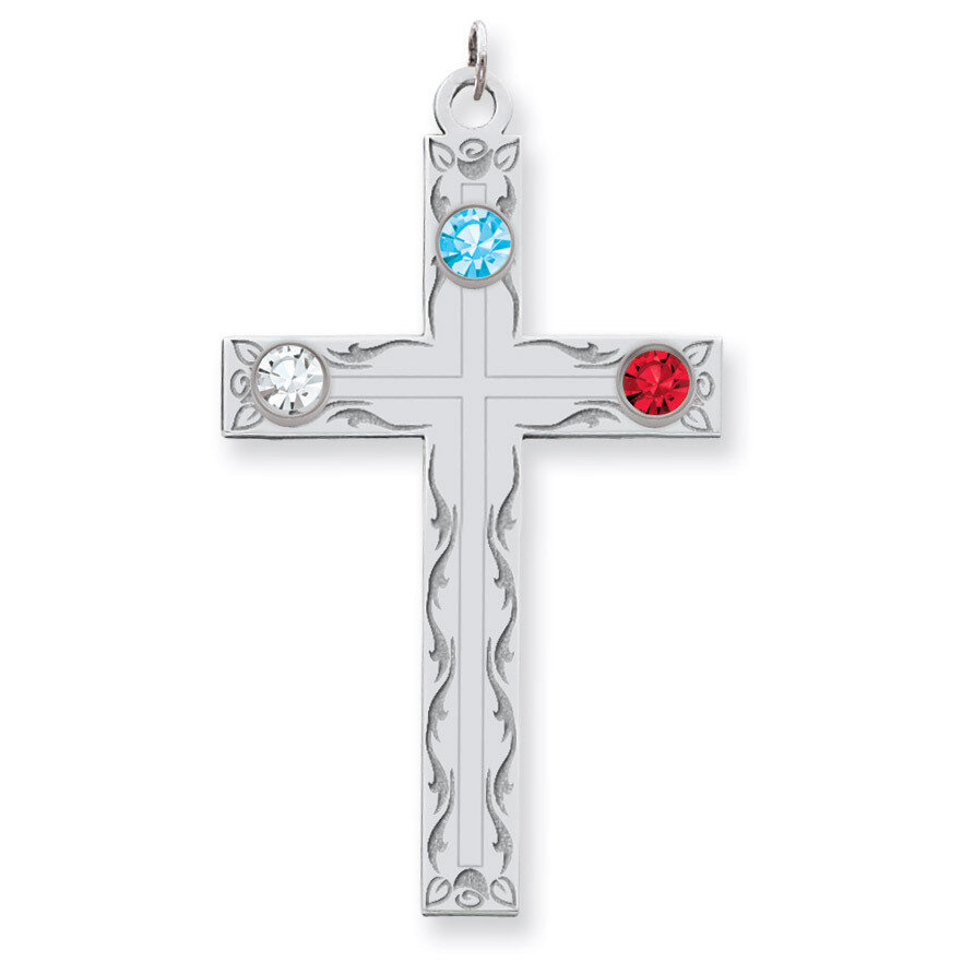 3 Birthstones Family Crystal Cross Pendant Sterling Silver QMP5/3SS, MPN: QMP5/3SS, 883957603094