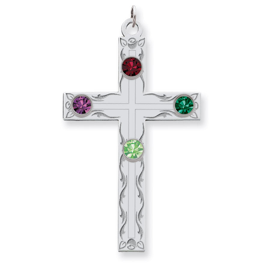 4 Birthstones Family Crystal Cross Pendant Sterling Silver QMP5/4SS, MPN: QMP5/4SS, 883957603124