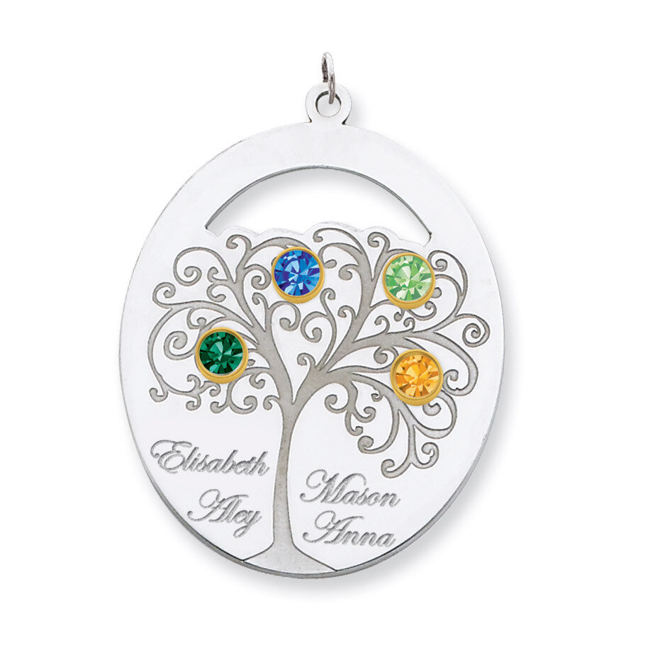 4 Birthstones Bezel Family Crystal Pendant Sterling Silver &amp; 14k Gold QMP9/4G, MPN: QMP9/4G, 883957…