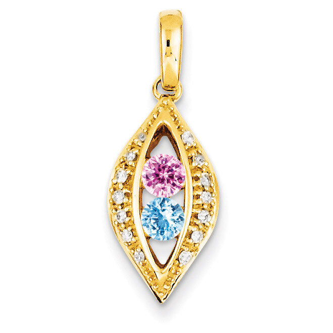 2 Birthstones Family Jewelry Diamond Semi-Set Pendant 14k Yellow Gold XMP32/2, MPN: XMP32/2, 883957…