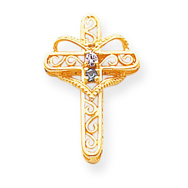 2 Birthstones Filigree Mothers Cross Pendant 14k Gold Polished XMP5/2, MPN: XMP5/2, 883957379166