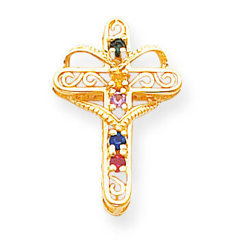 5 Birthstones Filigree Mothers Cross Pendant 14k Gold Polished XMP5/5, MPN: XMP5/5, 883957528489