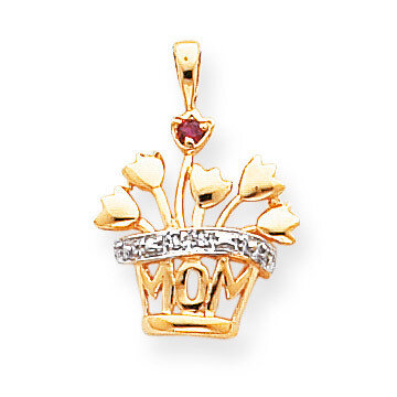 1 Birthstone 2mm Grade A Diamond Family Jewelry Pendant 14k Gold XMP7/1SY/A