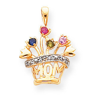 4 Birthstones 2mm Grade AAA Diamond Family Jewelry Pendant 14k Gold XMP7/4SY/AAA