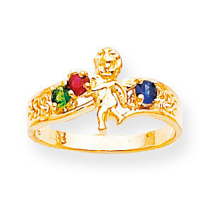 3 Birthstones Mothers Ring with Angel on Band 14k Gold Polished XMR18/3, MPN: XMR18/3, 883957380483