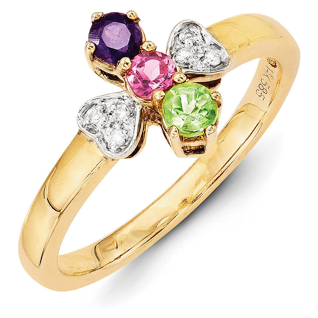 3 Birthstones Family Jewelry Diamond Semi-Set Ring 14k Yellow Gold XMR27/3, MPN: XMR27/3, 883957380…