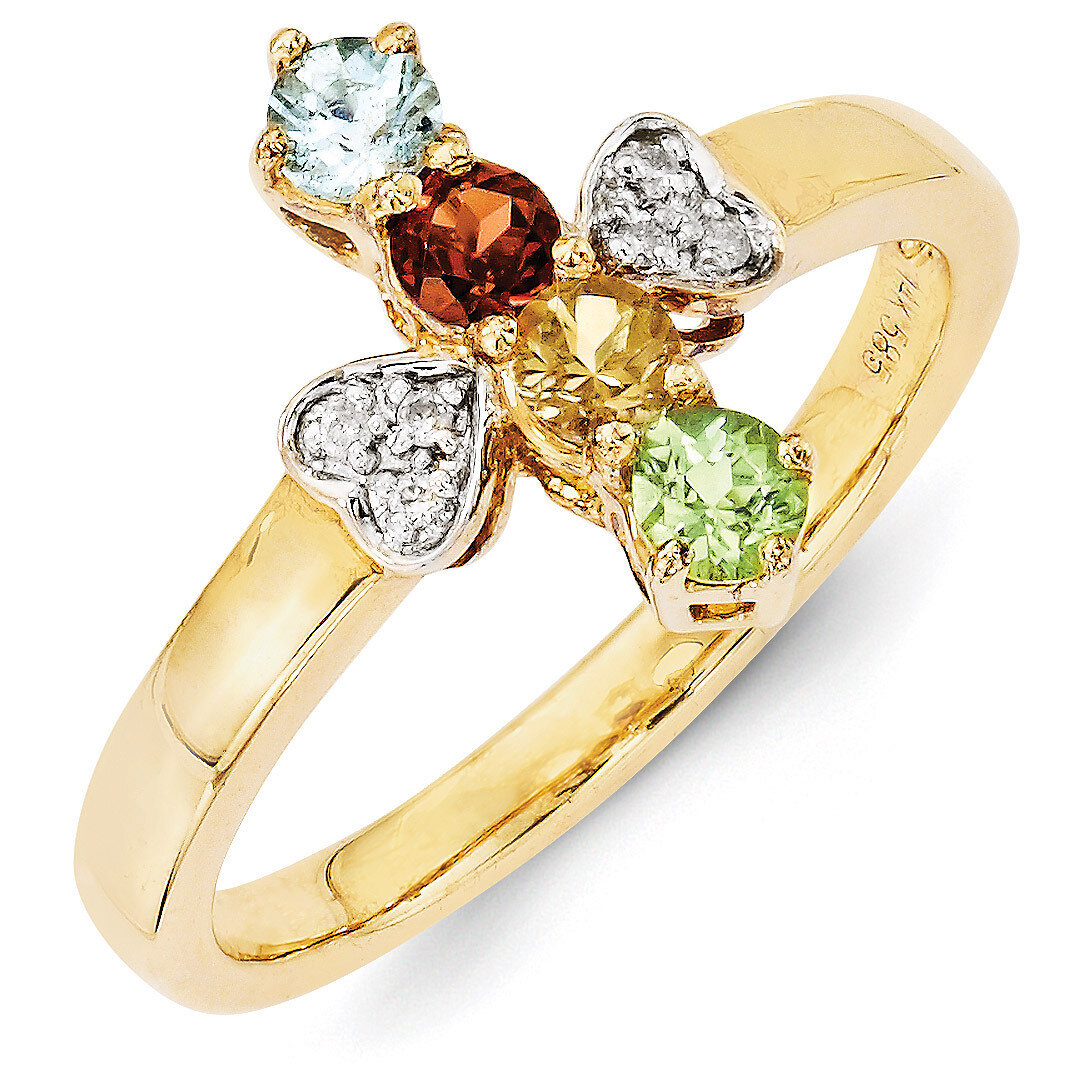 4 Birthstones Family Jewelry Diamond Semi-Set Ring 14k Yellow Gold XMR27/4, MPN: XMR27/4, 883957380…