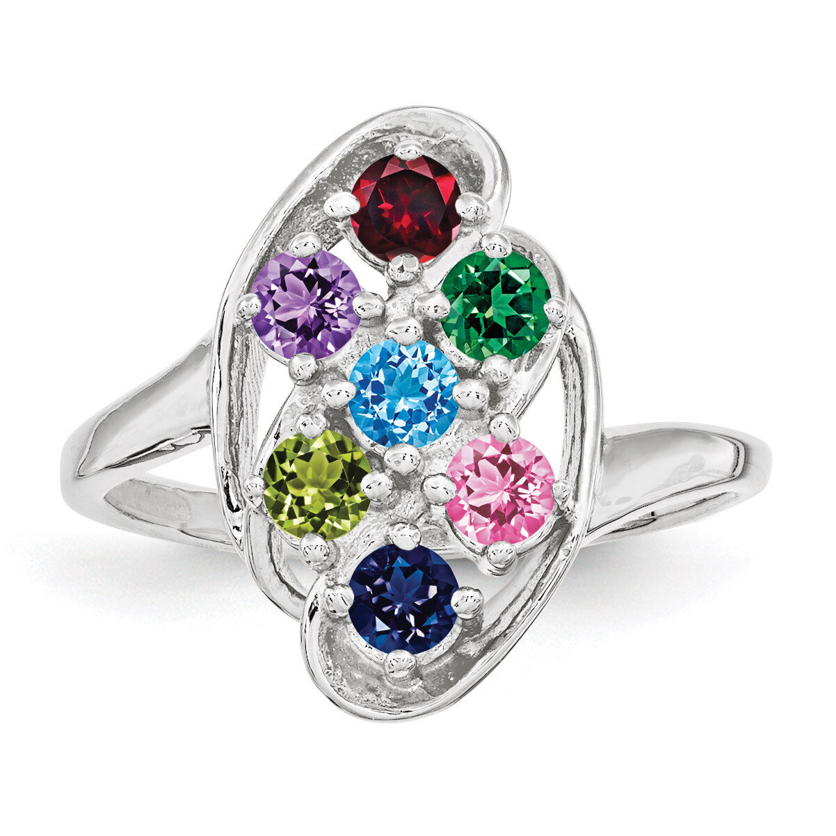 7 Birthstones family jewelry ring Sterling Silver XMR3/7SS