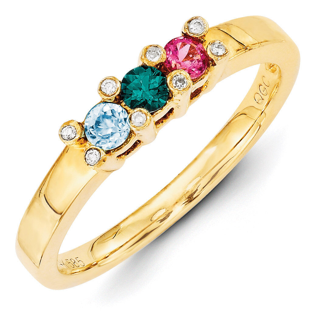 3 Birthstones Family Jewelry Diamond Semi-Set Ring 14k Yellow Gold XMR31/3, MPN: XMR31/3, 883957418…