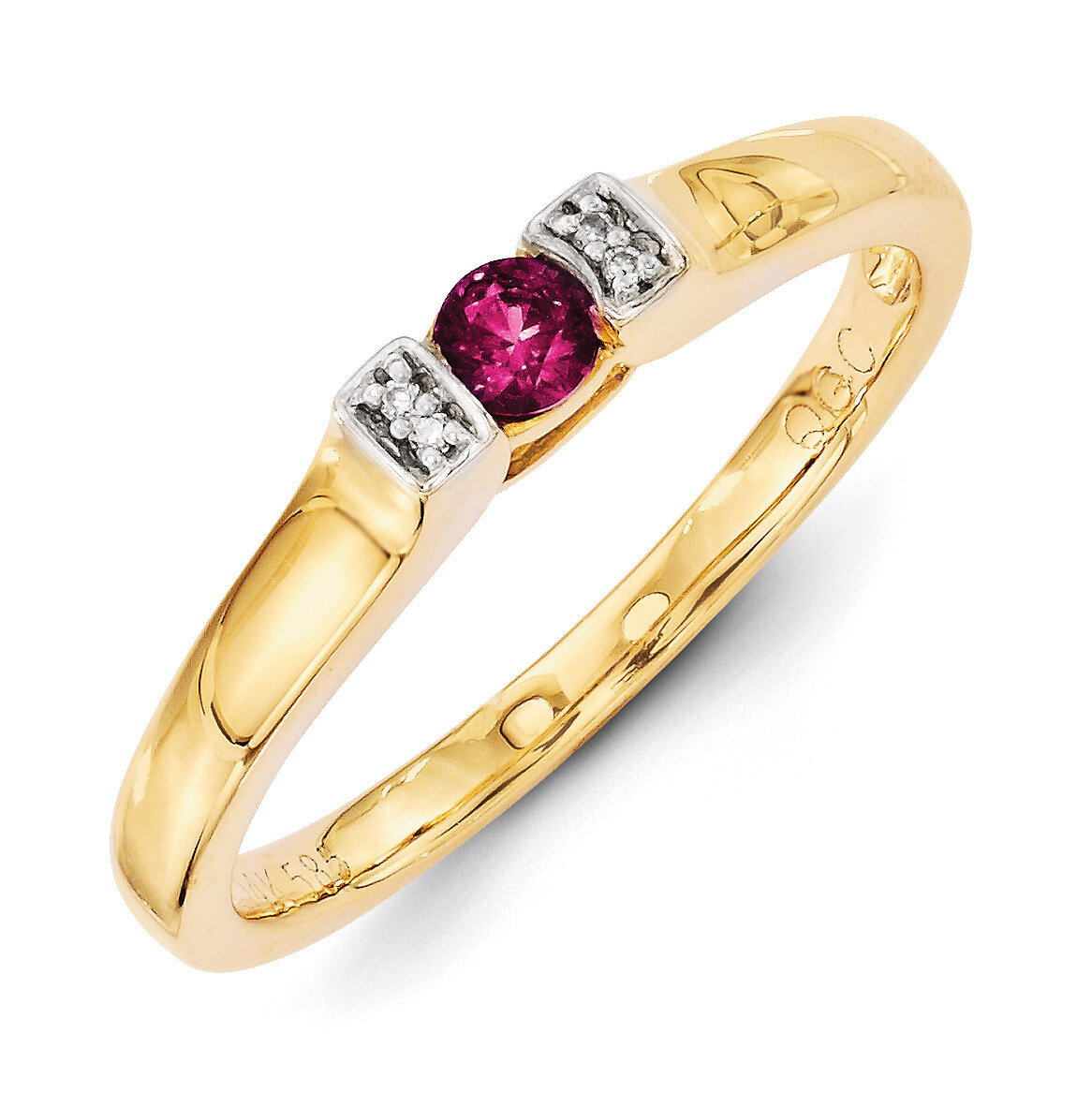 1 Birthstone Family Jewelry Diamond Semi-Set Ring 14k Yellow Gold XMR35/1