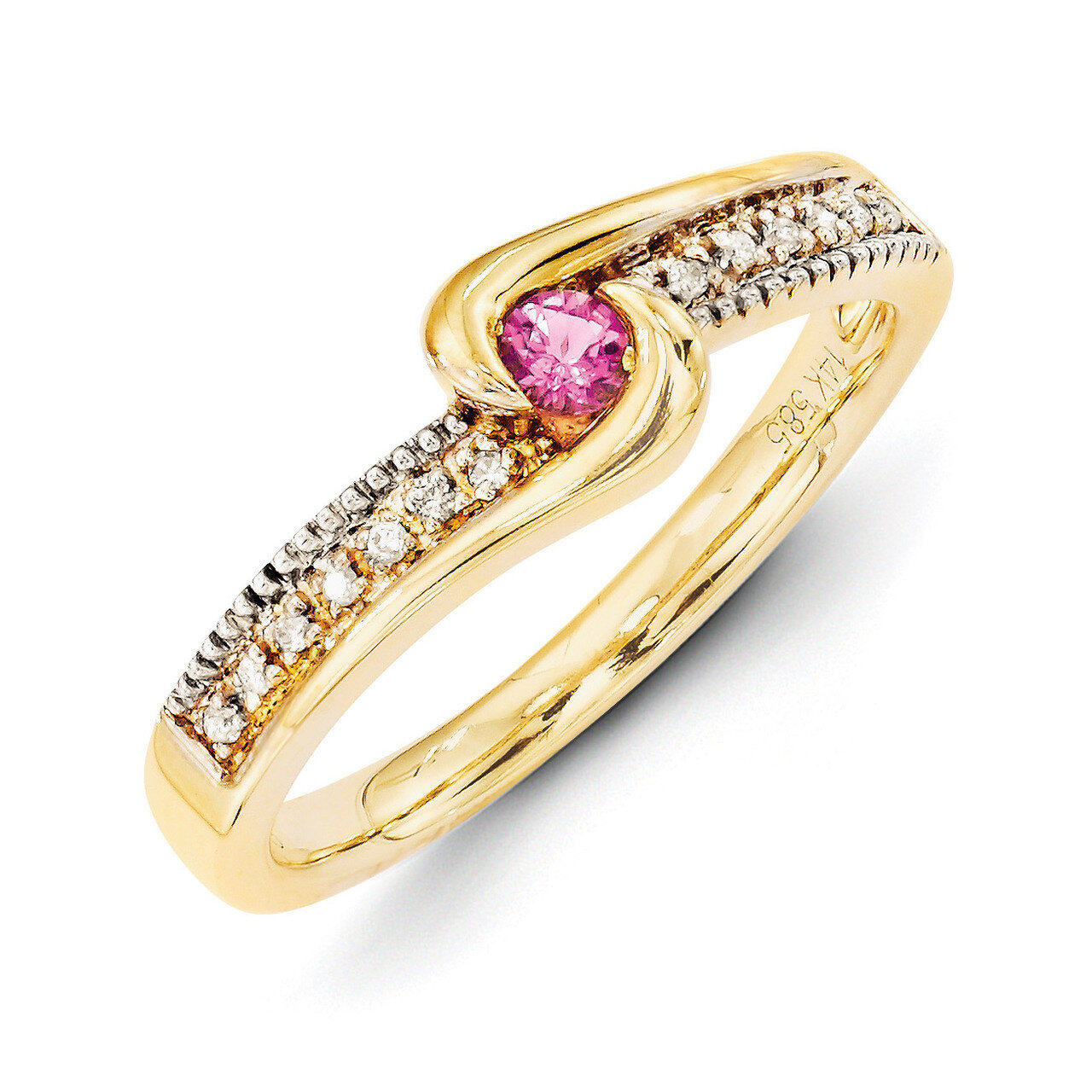 1 Birthstone Family Jewelry Diamond Semi-Set Ring 14k Yellow Gold XMR39/1