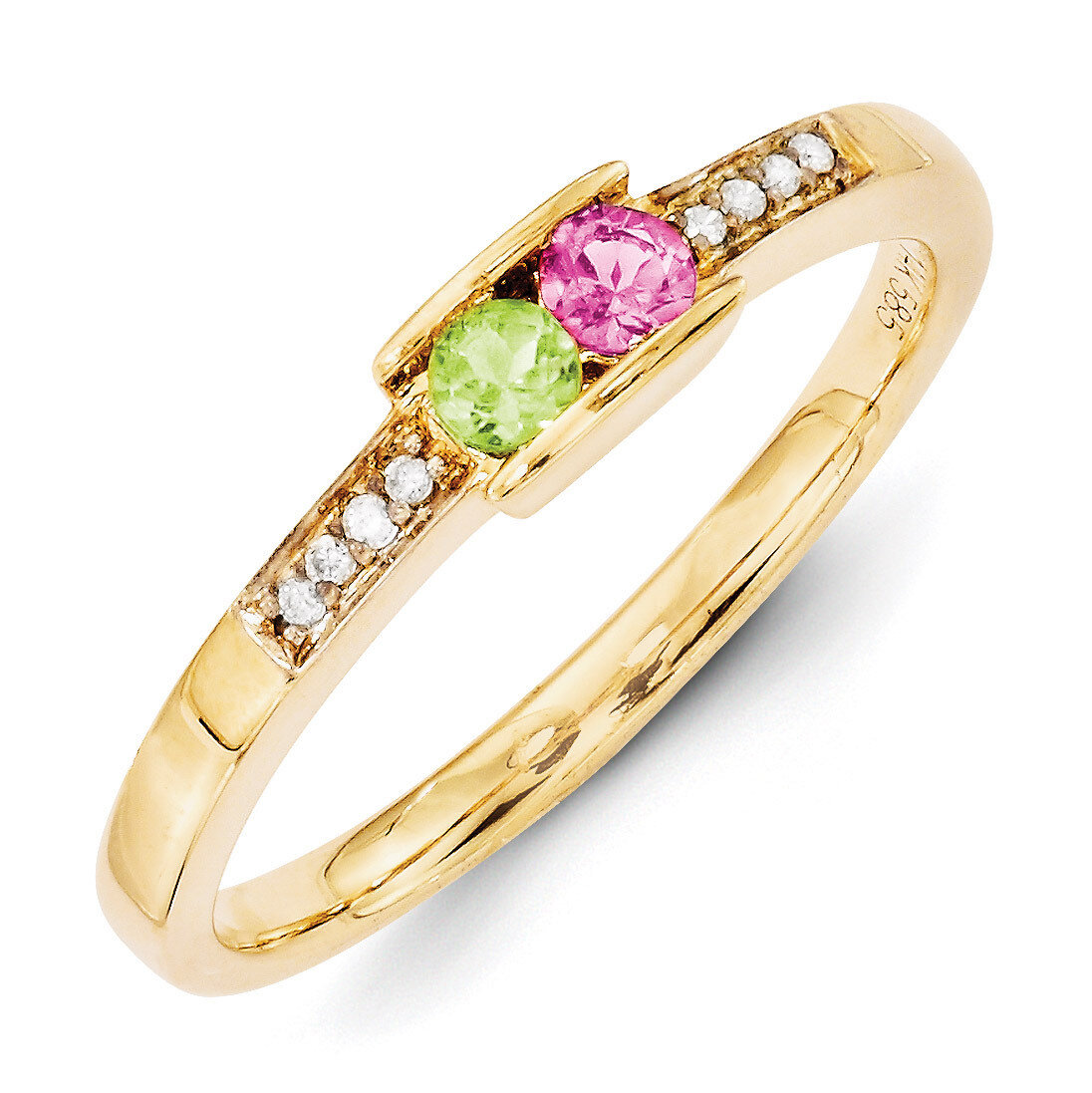 2 Birthstones Family Jewelry Diamond Semi-Set Ring 14k Yellow Gold XMR42/2, MPN: XMR42/2, 883957418…