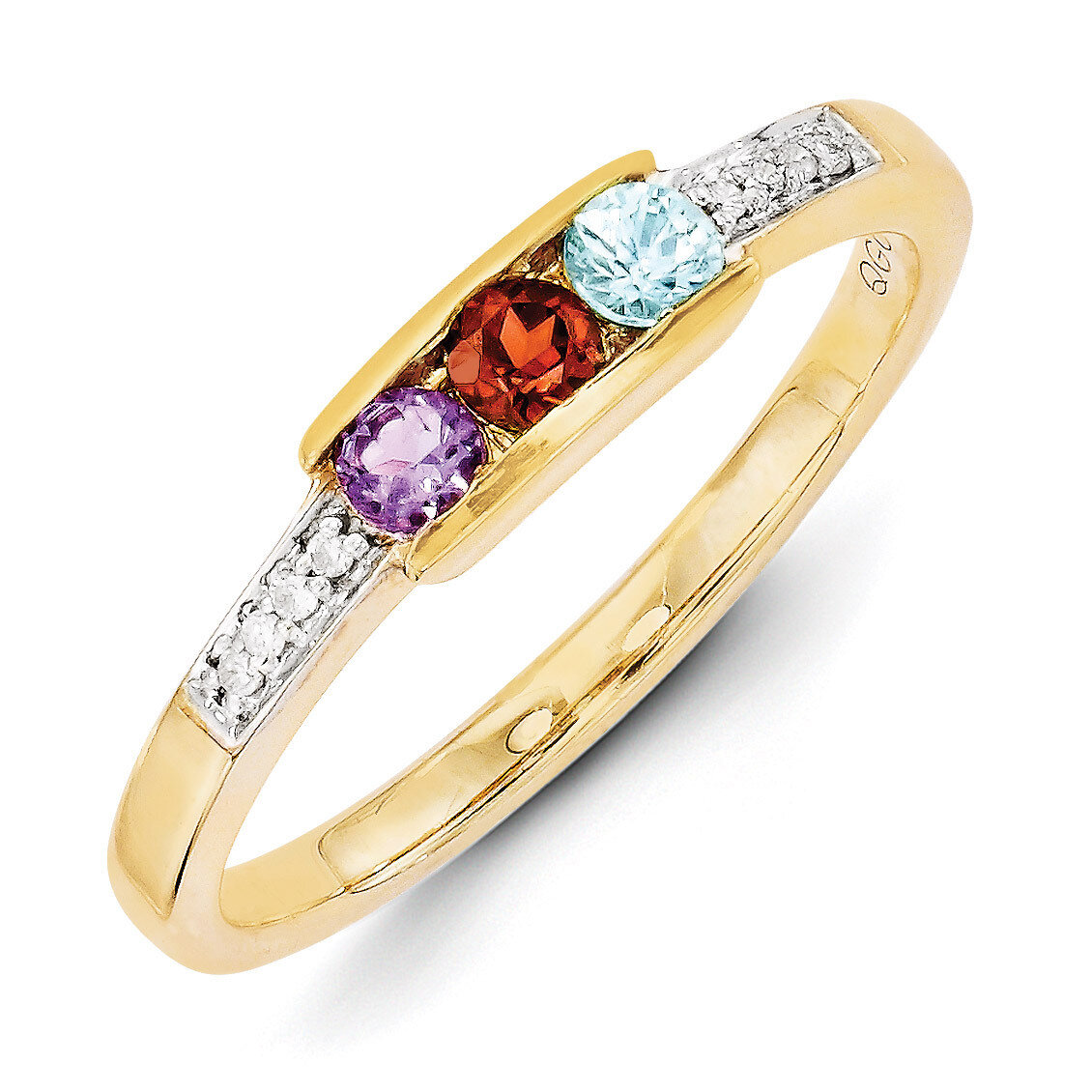 3 Birthstones Family Jewelry Diamond Semi-Set Ring 14k Yellow Gold XMR42/3, MPN: XMR42/3, 883957380…