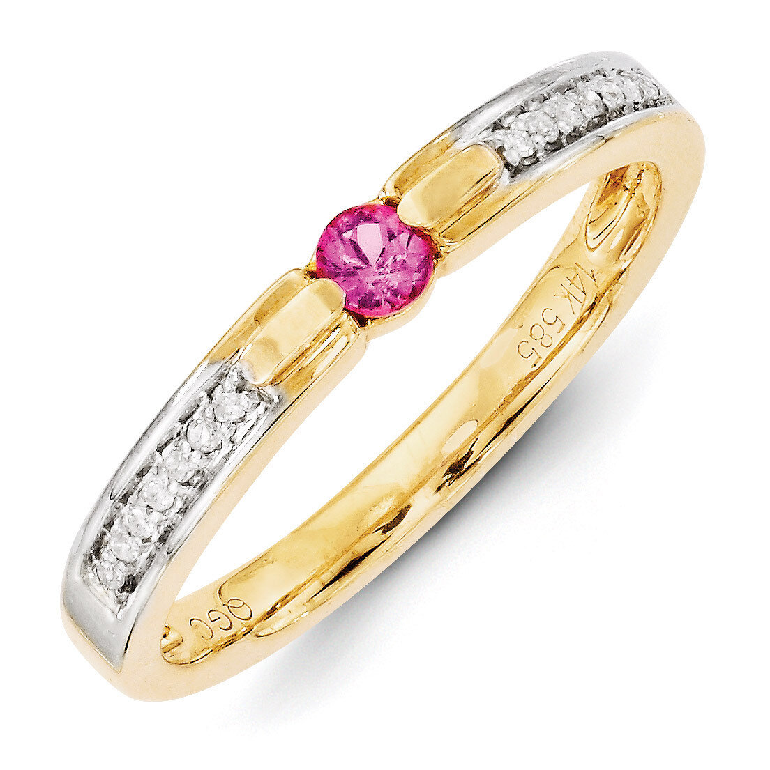 1 Birthstone Family Jewelry Diamond Semi-Set Ring 14k Yellow Gold XMR43/1