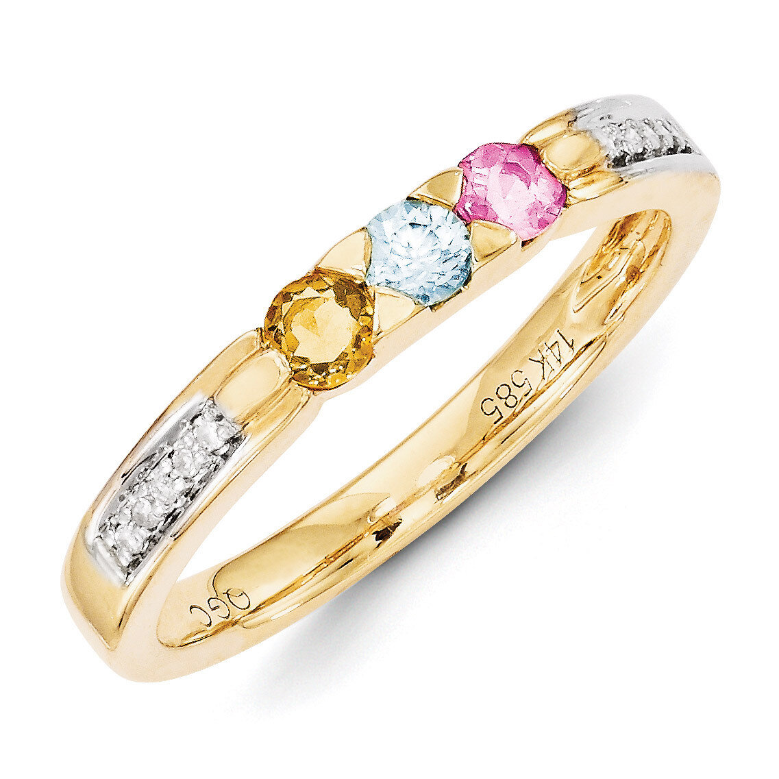 3 Birthstones Family Jewelry Diamond Semi-Set Ring 14k Yellow Gold XMR43/3, MPN: XMR43/3, 883957380…