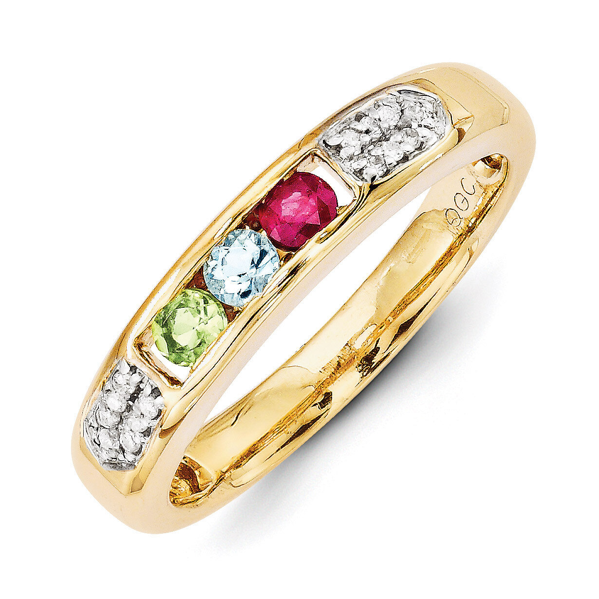 3 Birthstones Family Jewelry Diamond Semi-Set Ring 14k Yellow Gold XMR48/3, MPN: XMR48/3, 883957448…
