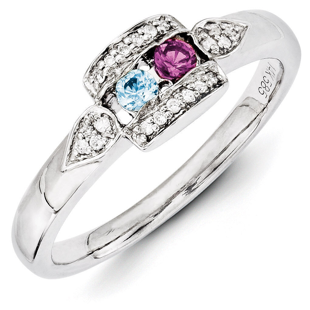 2 Birthstones Family Jewelry Diamond Semi-Set Ring 14k White Gold XMRW25/2, MPN: XMRW25/2, 88395738…