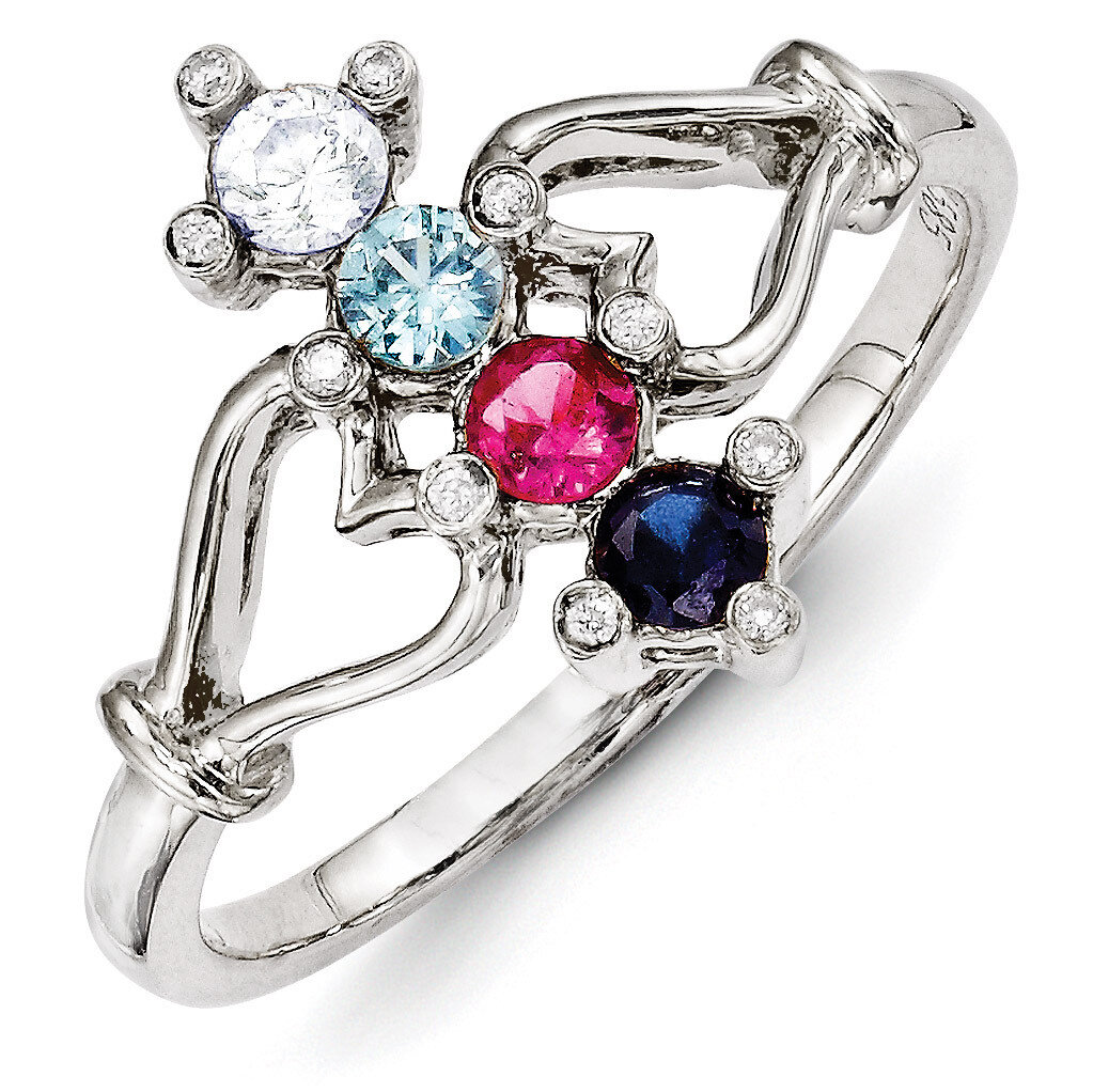4 Birthstones Family Jewelry Diamond Semi-Set Ring 14k White Gold XMRW26/4, MPN: XMRW26/4, 88395747…