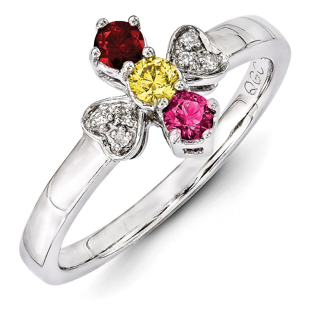3 Birthstones Family Jewelry Diamond Semi-Set Ring 14k White Gold XMRW27/3, MPN: XMRW27/3, 88395744…