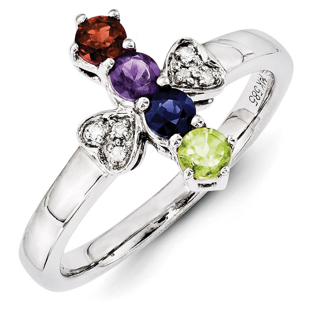 4 Birthstones Family Jewelry Diamond Semi-Set Ring 14k White Gold XMRW27/4, MPN: XMRW27/4, 88395738…