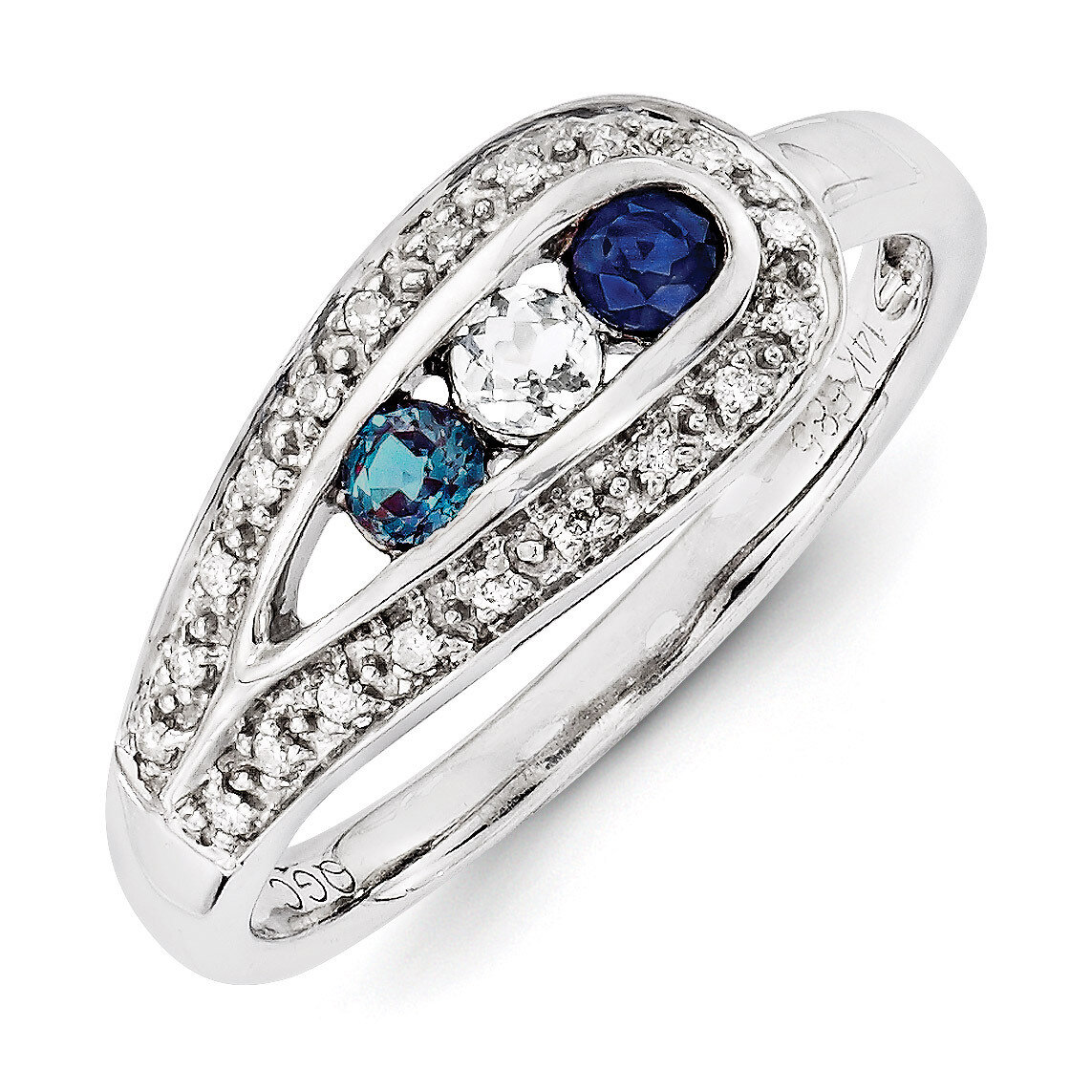 3 Birthstones Family Jewelry Diamond Semi-Set Ring 14k White Gold XMRW29/3, MPN: XMRW29/3, 88395742…