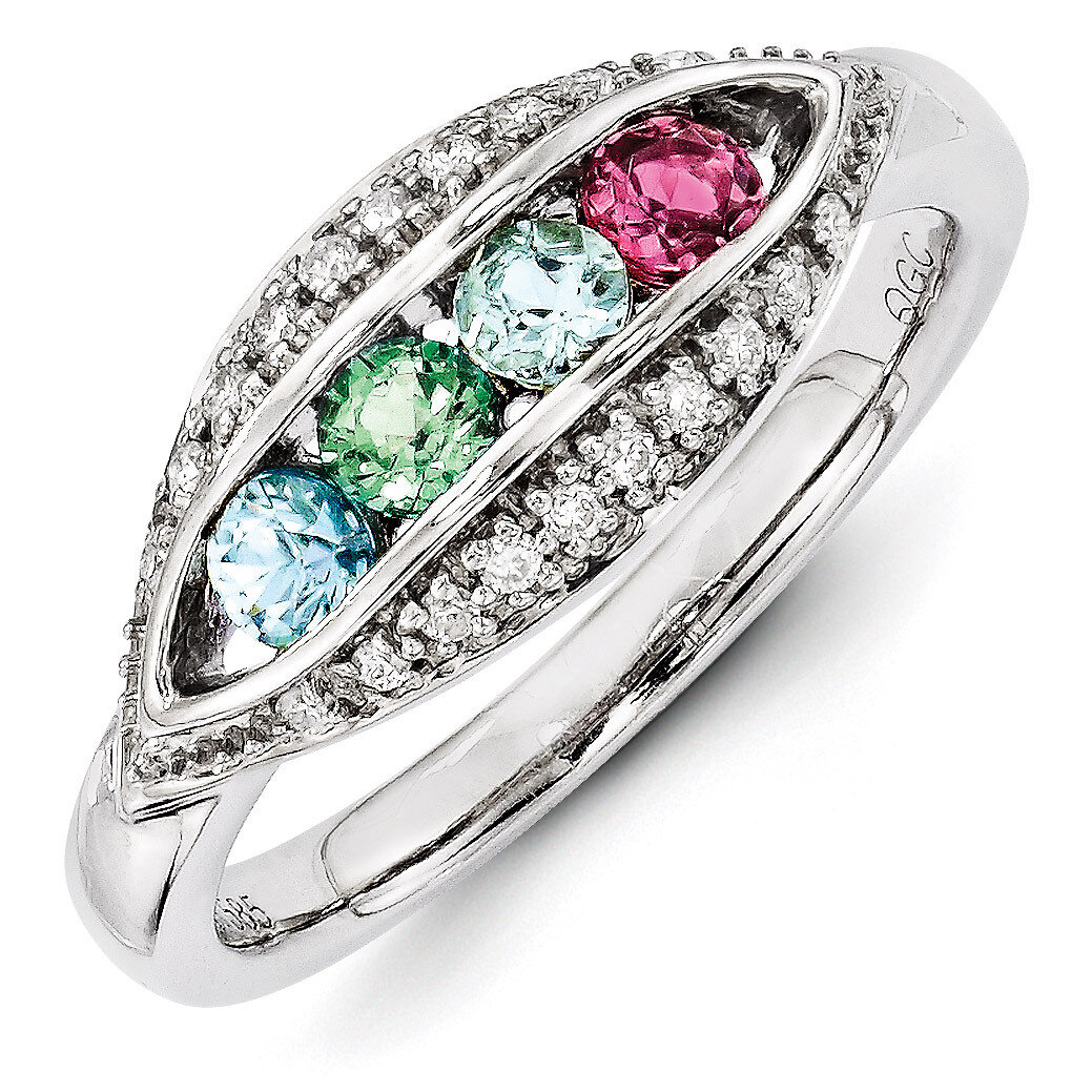 4 Birthstones Family Jewelry Diamond Semi-Set Ring 14k White Gold XMRW32/4, MPN: XMRW32/4, 88395749…
