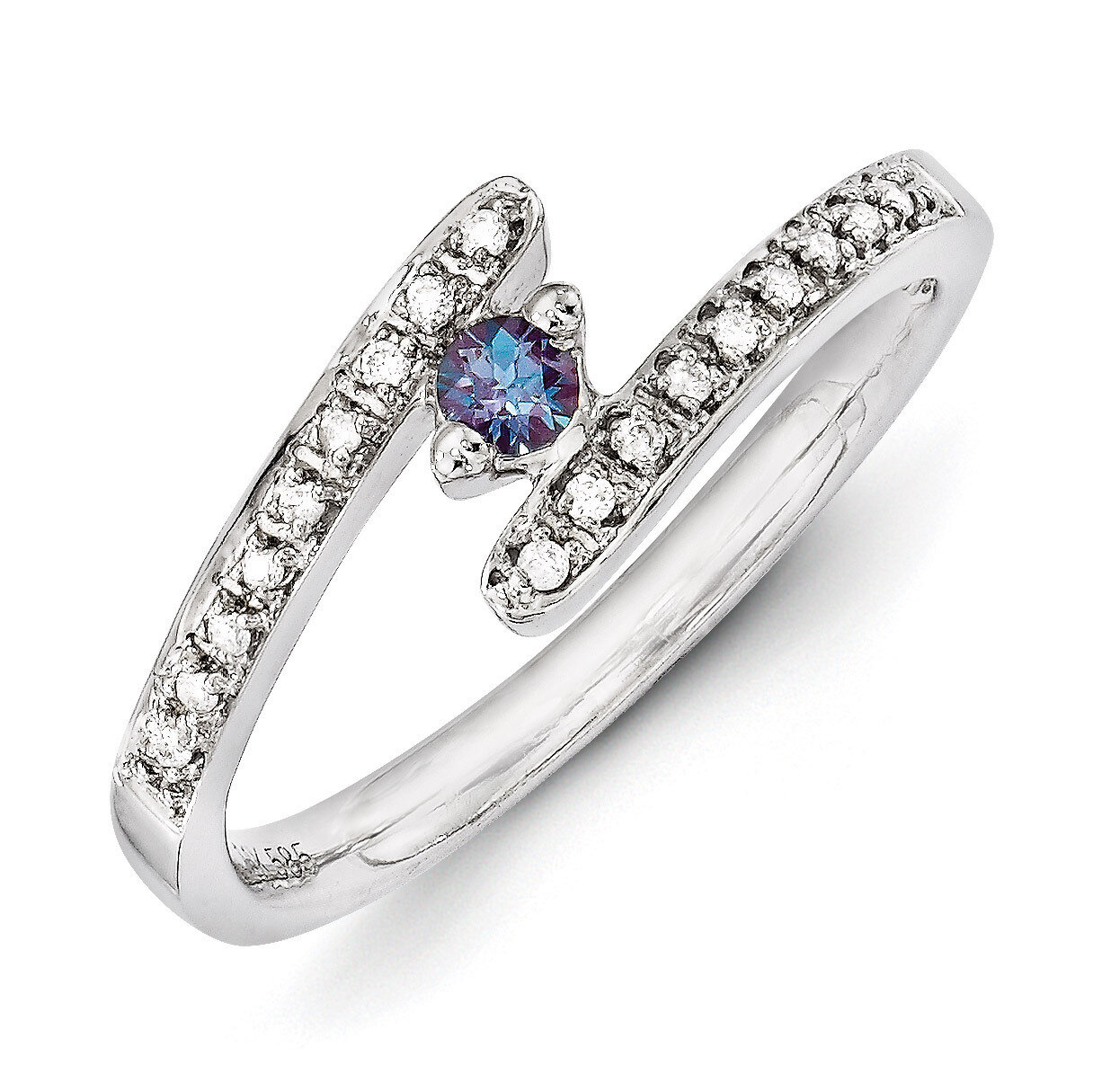 1 Birthstone Family Jewelry Diamond Semi-Set Ring 14k White Gold XMRW33/1
