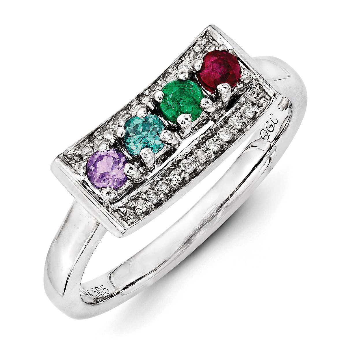 4 Birthstones Family Jewelry Diamond Semi-Set Ring 14k White Gold XMRW34/4, MPN: XMRW34/4, 88395742…