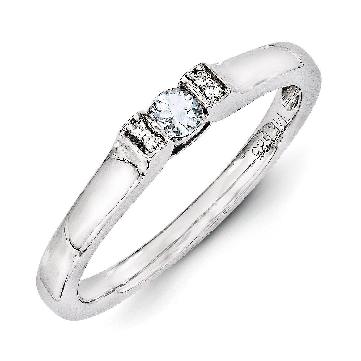 1 Birthstone Family Jewelry Diamond Semi-Set Ring 14k White Gold XMRW35/1