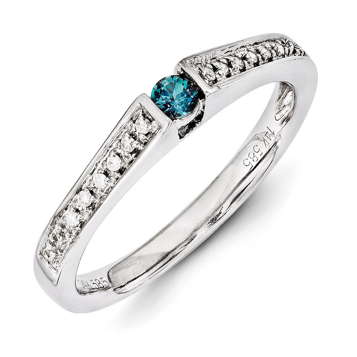 1 Birthstone Family Jewelry Diamond Semi-Set Ring 14k White Gold XMRW37/1