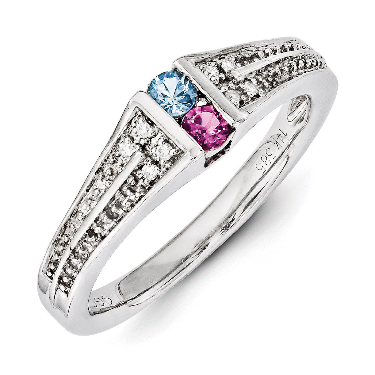 2 Birthstones Family Jewelry Diamond Semi-Set Ring 14k White Gold XMRW37/2, MPN: XMRW37/2, 88395738…