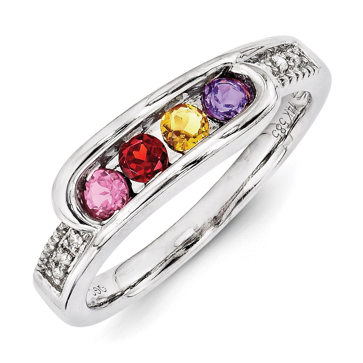 4 Birthstones Family Jewelry Diamond Semi-Set Ring 14k White Gold XMRW39/4, MPN: XMRW39/4, 88395747…