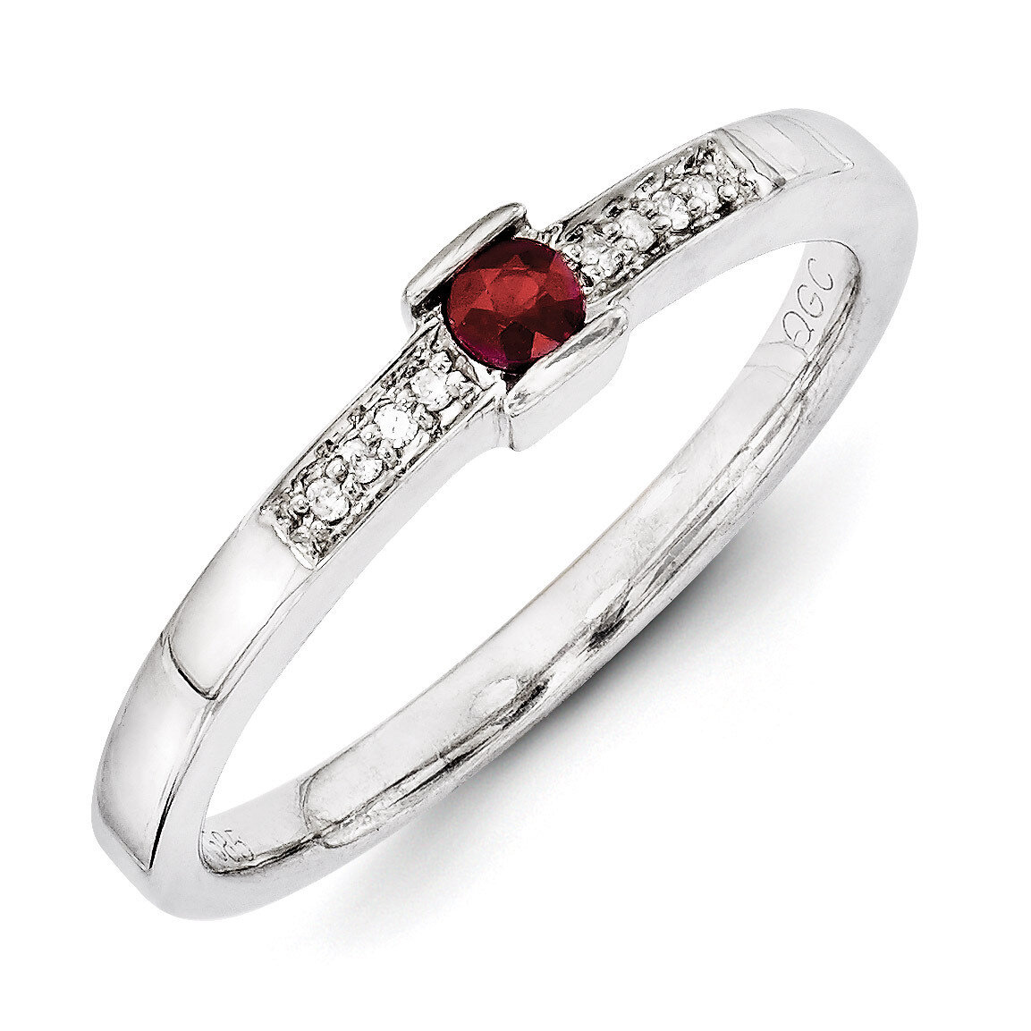 1 Birthstone Family Jewelry Diamond Semi-Set Ring 14k White Gold XMRW42/1