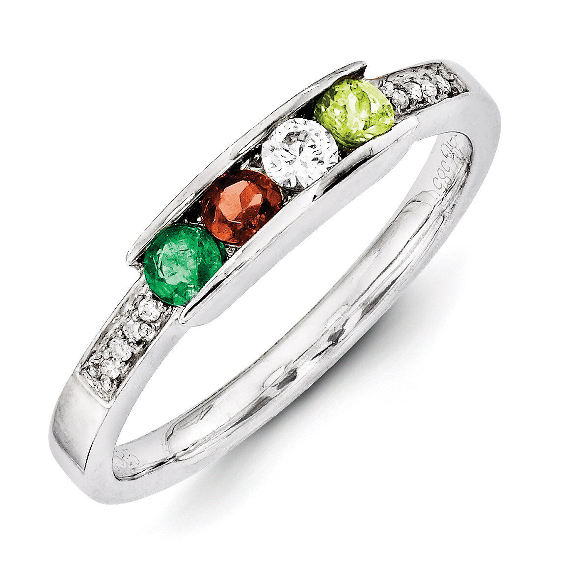 4 Birthstones Family Jewelry Diamond Semi-Set Ring 14k White Gold XMRW42/4, MPN: XMRW42/4, 88395738…
